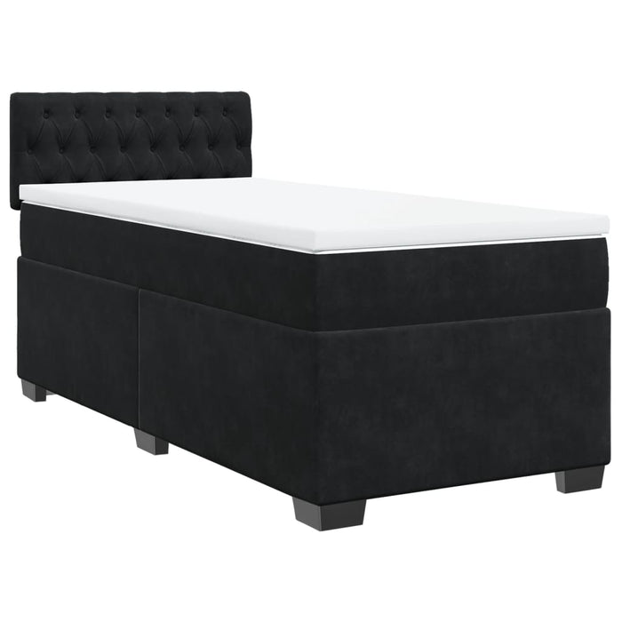 Pat box spring cu saltea, negru, 90x200 cm, catifea - WALTI WALTI