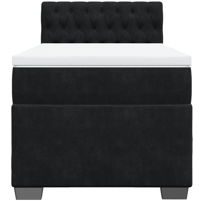 Pat box spring cu saltea, negru, 90x200 cm, catifea - WALTI WALTI