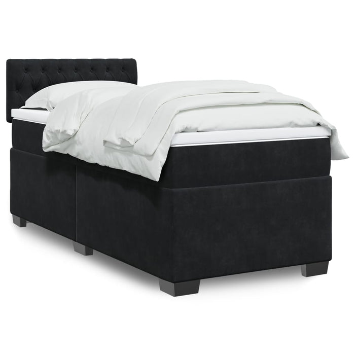 Pat box spring cu saltea, negru, 90x200 cm, catifea - WALTI WALTI