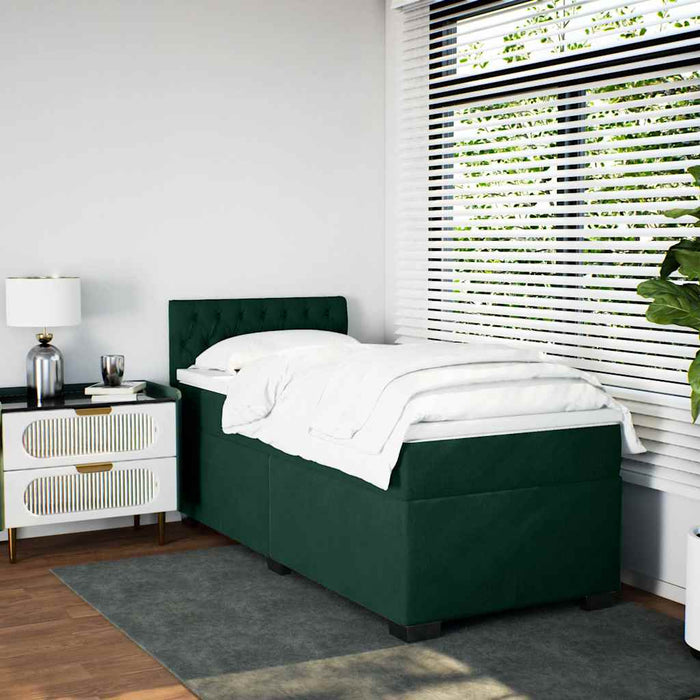 Pat box spring cu saltea, verde închis, 90x200 cm, catifea - WALTI WALTI