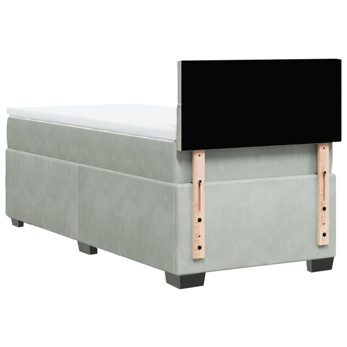 Pat box spring cu saltea, gri deschis, 90x200 cm, catifea - WALTI WALTI