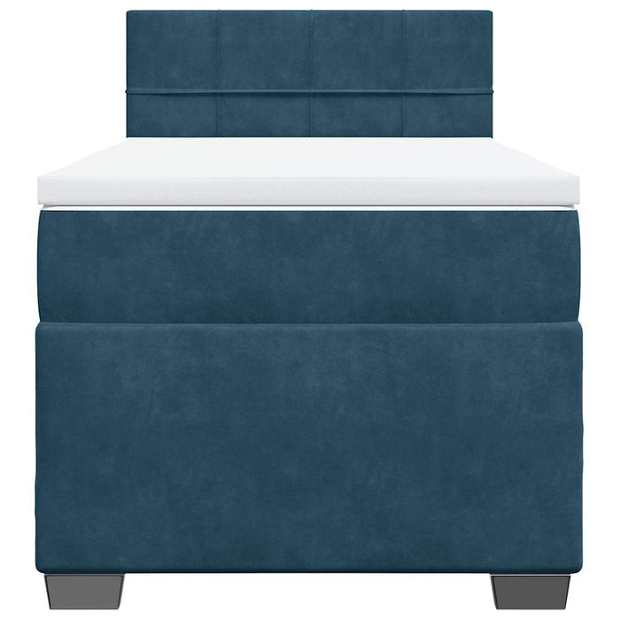 Pat box spring cu saltea, albastru închis, 90x200 cm, catifea - WALTI WALTI