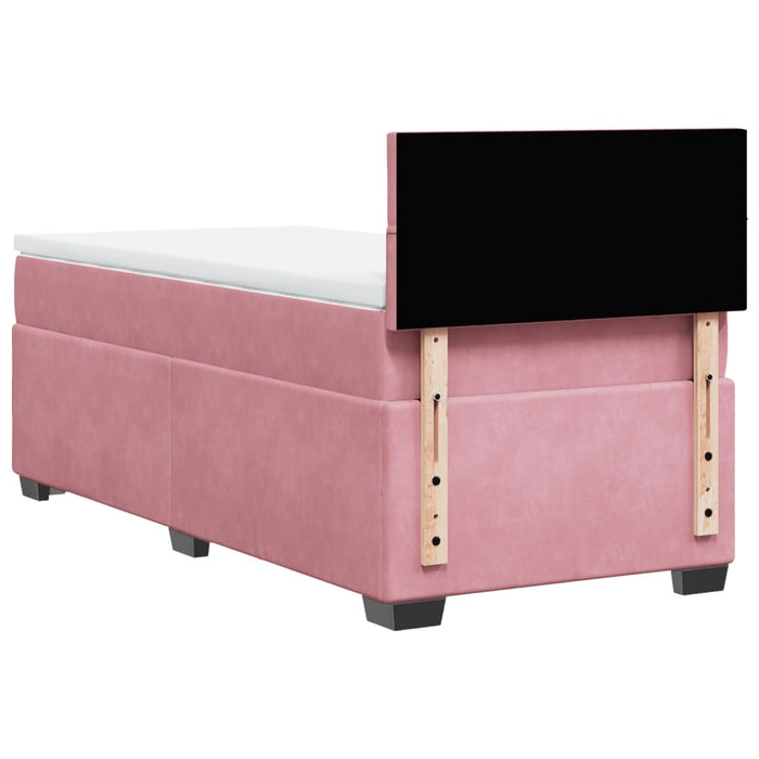 Pat box spring cu saltea, roz, 90x200 cm, catifea - WALTI WALTI