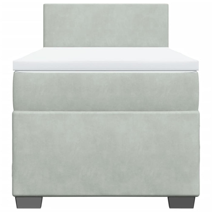 Pat box spring cu saltea, gri deschis, 100x200 cm, catifea - WALTI WALTI