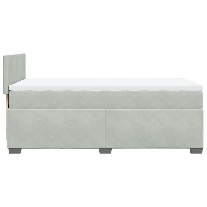Pat box spring cu saltea, gri deschis, 100x200 cm, catifea - WALTI WALTI
