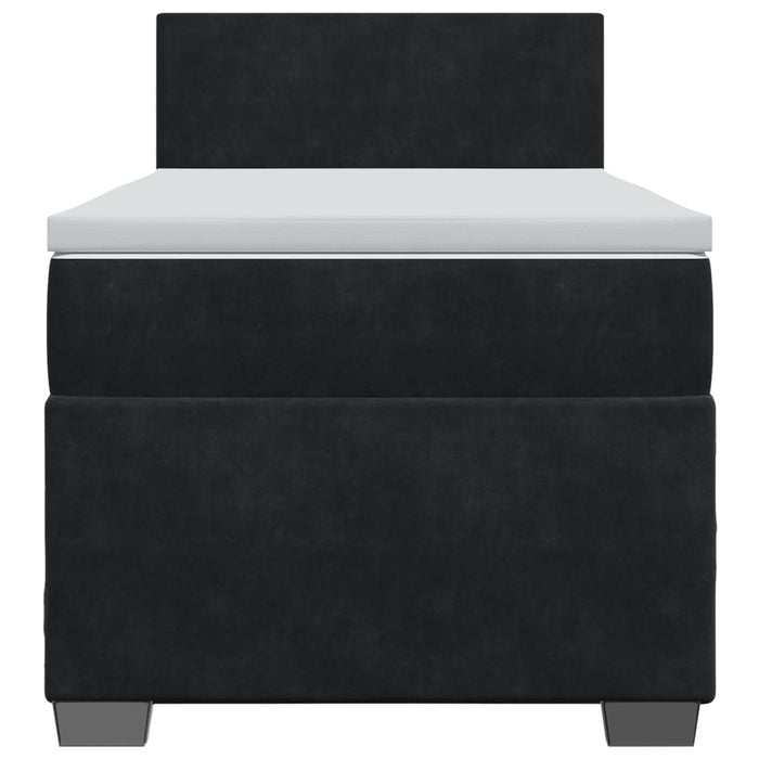 Pat box spring cu saltea, negru, 100x200 cm, catifea WALTI