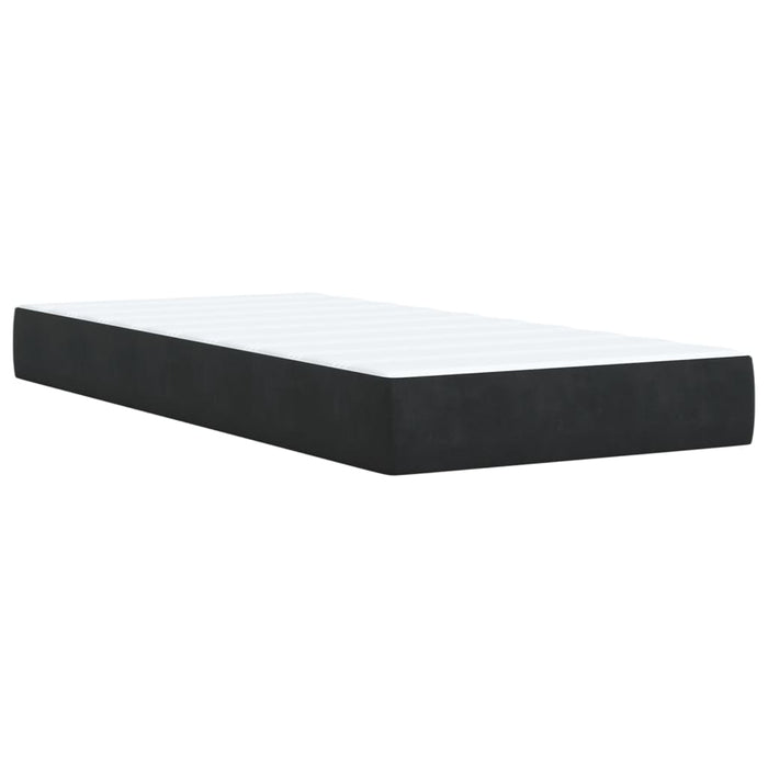 Pat box spring cu saltea, negru, 100x200 cm, catifea WALTI