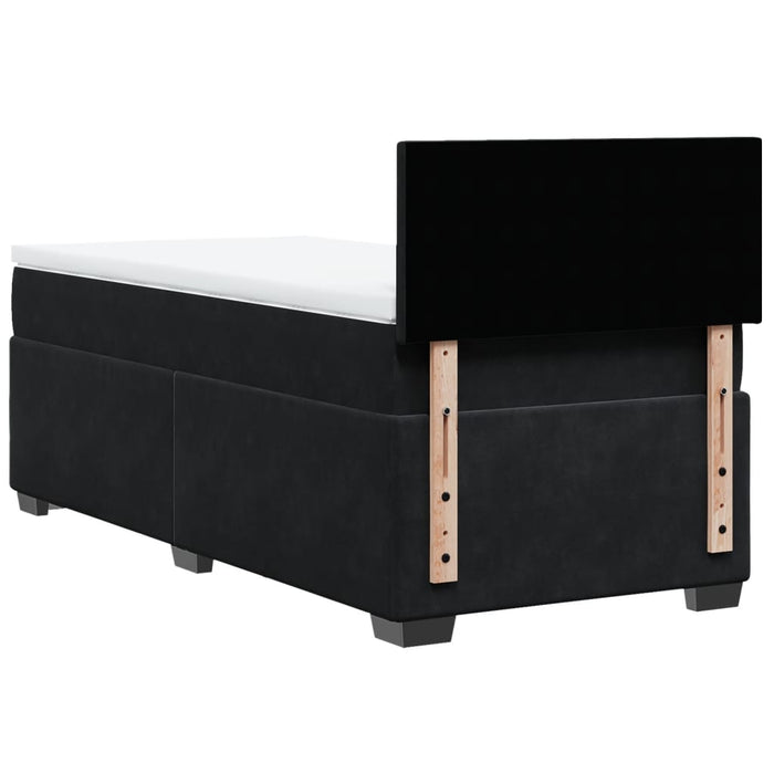 Pat box spring cu saltea, negru, 100x200 cm, catifea WALTI
