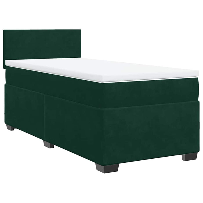 Pat box spring cu saltea, verde închis, 100x200 cm, catifea - WALTI WALTI