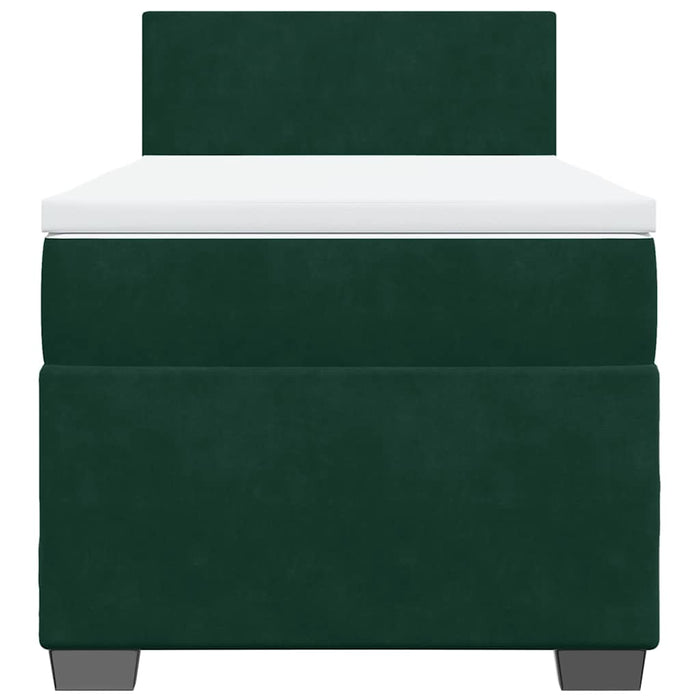 Pat box spring cu saltea, verde închis, 100x200 cm, catifea - WALTI WALTI