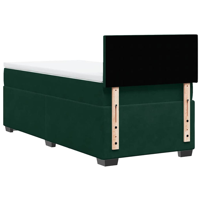 Pat box spring cu saltea, verde închis, 100x200 cm, catifea - WALTI WALTI