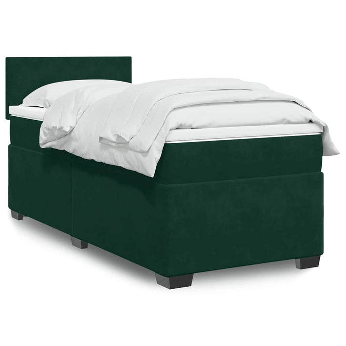 Pat box spring cu saltea, verde închis, 100x200 cm, catifea - WALTI WALTI