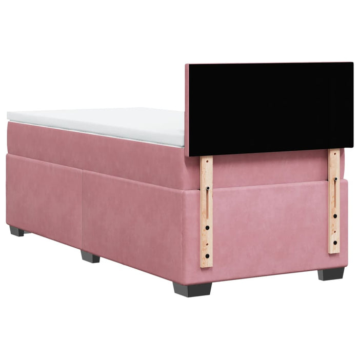 Pat box spring cu saltea, roz, 100x200 cm, catifea - WALTI WALTI