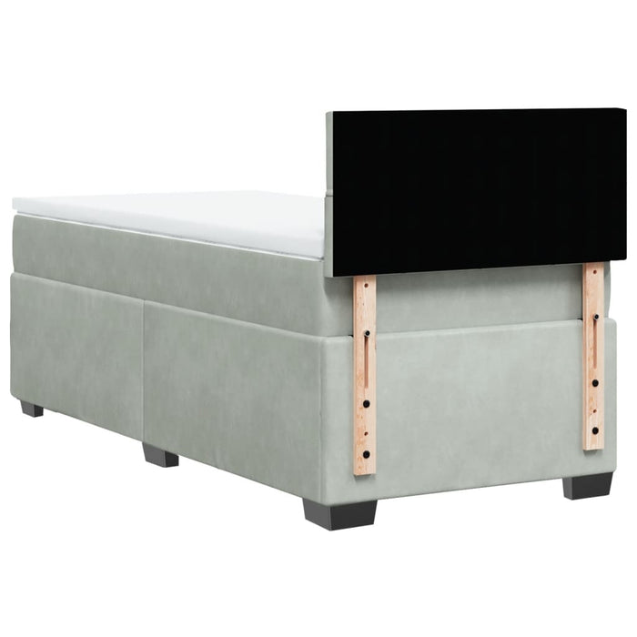 Pat box spring cu saltea, gri deschis, 100x200 cm, catifea - WALTI WALTI