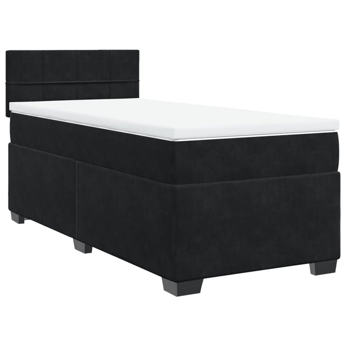 Pat box spring cu saltea, negru, 100x200 cm, catifea - WALTI WALTI