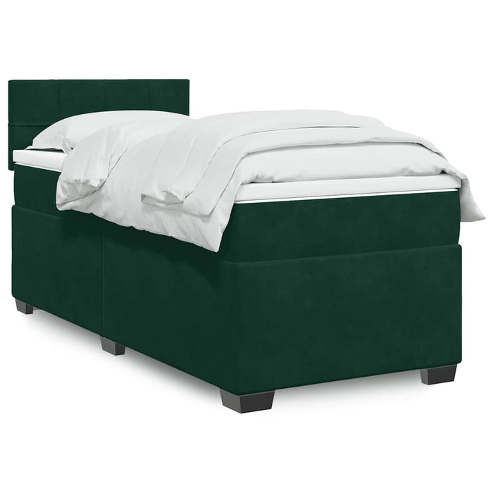 Pat box spring cu saltea, verde închis, 100x200 cm, catifea - WALTI WALTI