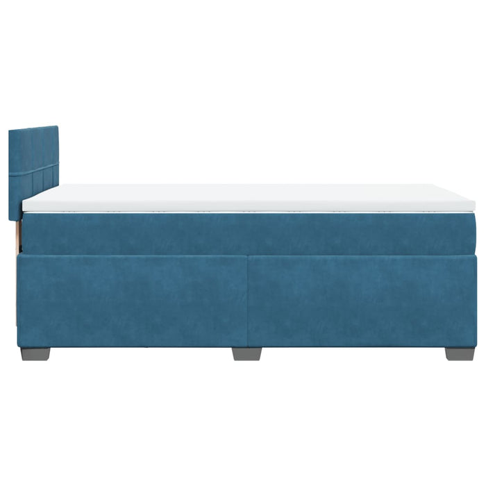 Pat box spring cu saltea, albastru închis, 100x200 cm, catifea - WALTI WALTI
