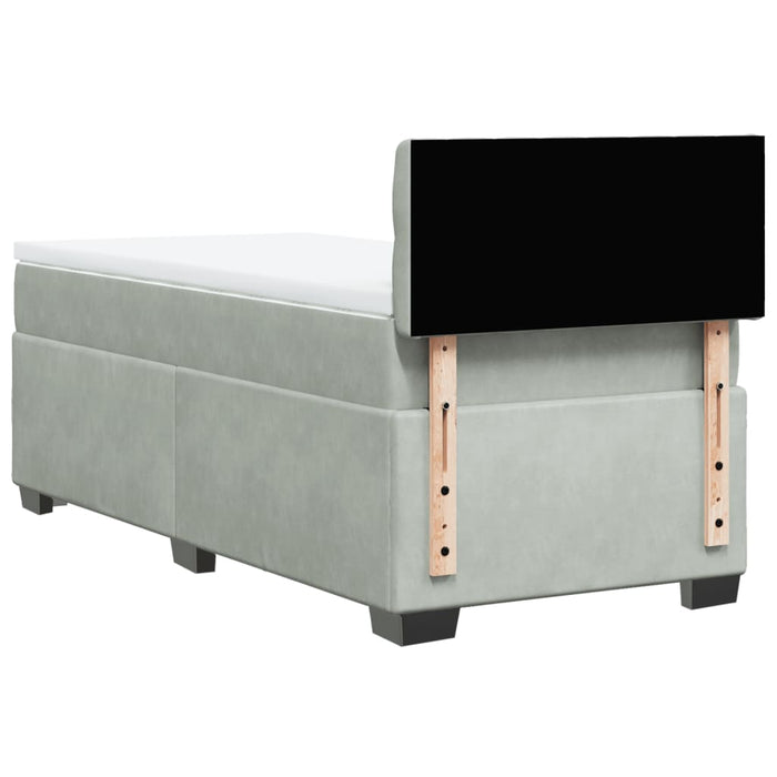 Pat box spring cu saltea, gri deschis, 100x200 cm, catifea - WALTI WALTI