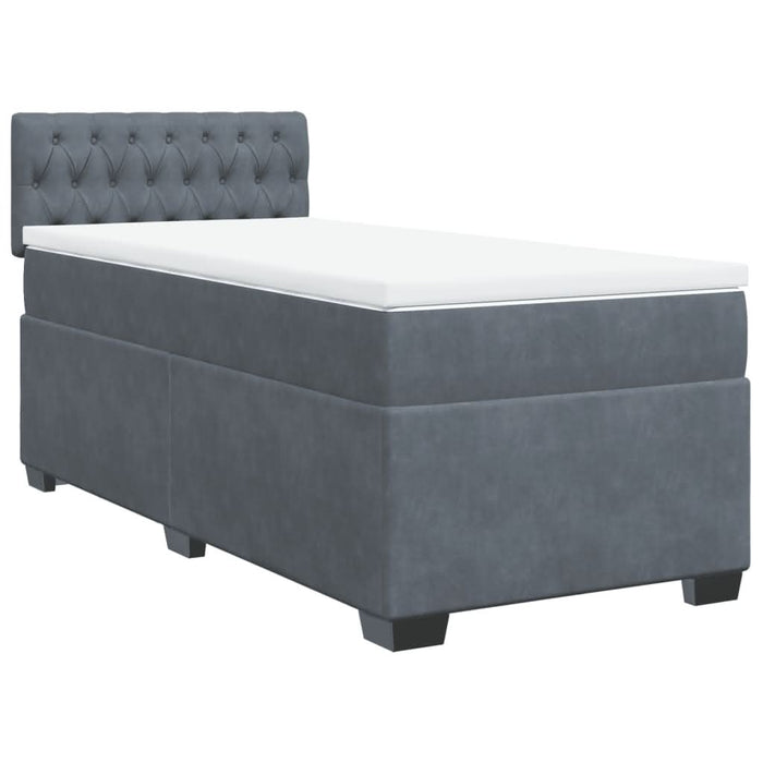 Pat box spring cu saltea, gri închis, 100x200 cm, catifea - WALTI WALTI