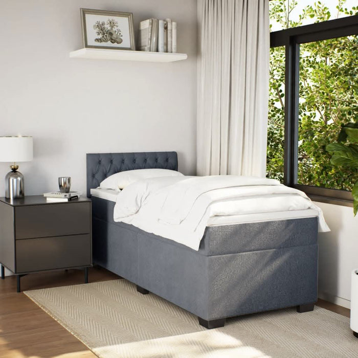 Pat box spring cu saltea, gri închis, 100x200 cm, catifea - WALTI WALTI