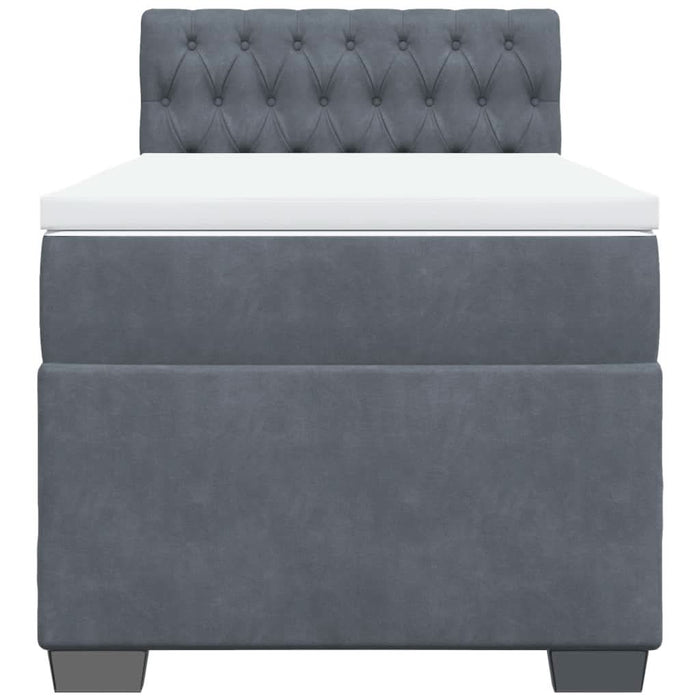 Pat box spring cu saltea, gri închis, 100x200 cm, catifea - WALTI WALTI