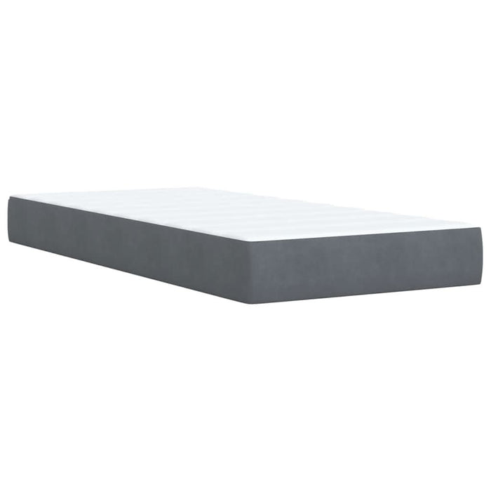 Pat box spring cu saltea, gri închis, 100x200 cm, catifea - WALTI WALTI