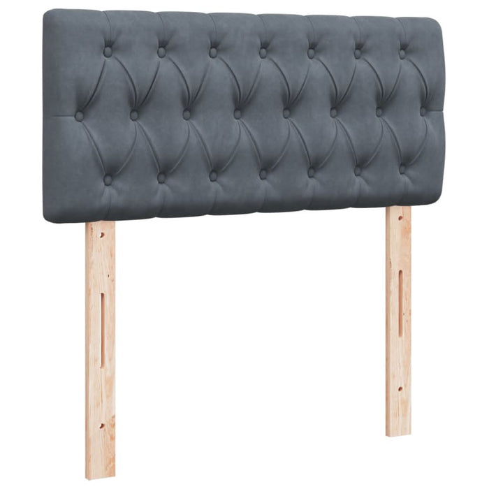 Pat box spring cu saltea, gri închis, 100x200 cm, catifea - WALTI WALTI