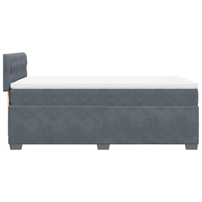 Pat box spring cu saltea, gri închis, 100x200 cm, catifea - WALTI WALTI