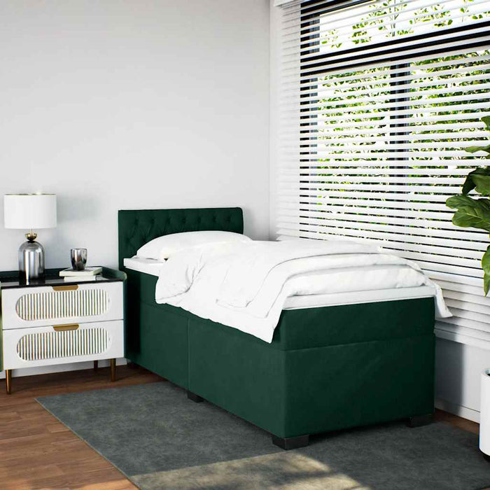 Pat box spring cu saltea, verde închis, 100x200 cm, catifea - WALTI WALTI