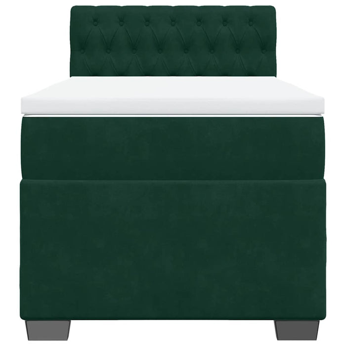 Pat box spring cu saltea, verde închis, 100x200 cm, catifea - WALTI WALTI