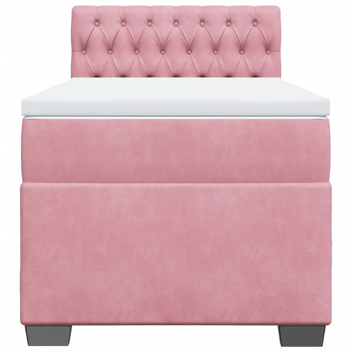 Pat box spring cu saltea, roz, 100x200 cm, catifea - WALTI WALTI