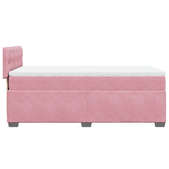 Pat box spring cu saltea, roz, 100x200 cm, catifea - WALTI WALTI