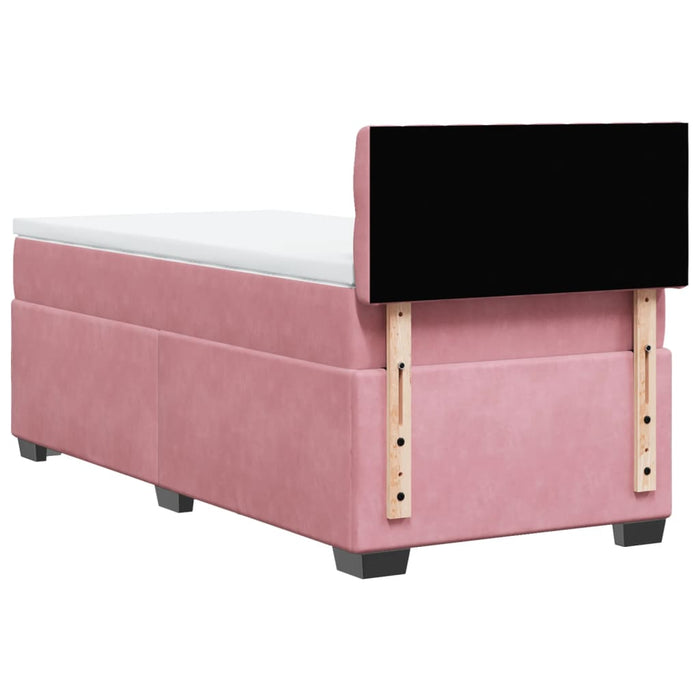 Pat box spring cu saltea, roz, 100x200 cm, catifea - WALTI WALTI