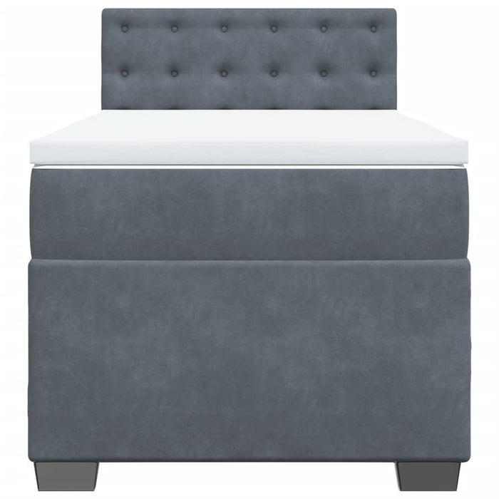 Pat box spring cu saltea, gri închis, 100x200 cm, catifea - WALTI WALTI
