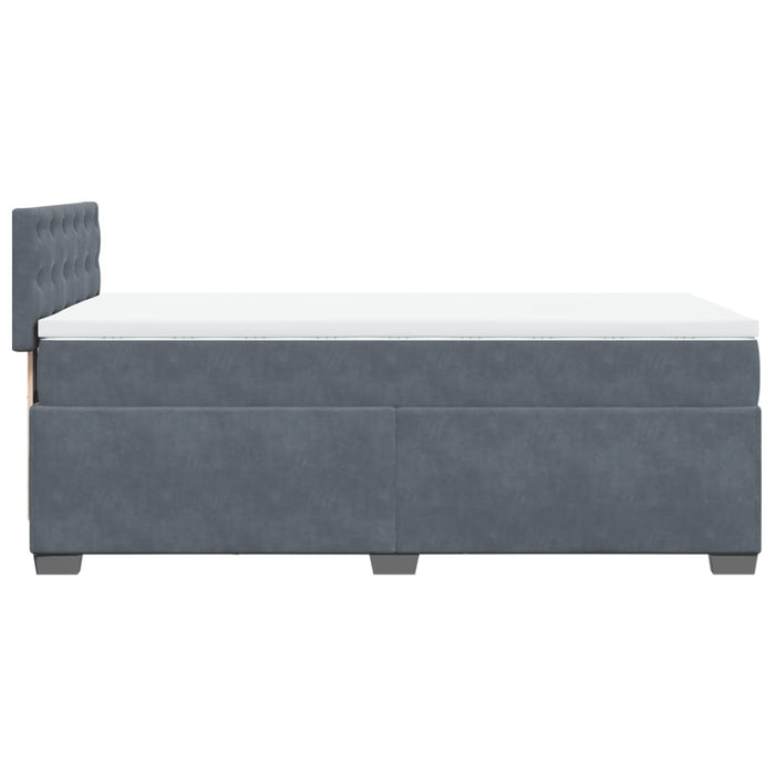 Pat box spring cu saltea, gri închis, 100x200 cm, catifea - WALTI WALTI