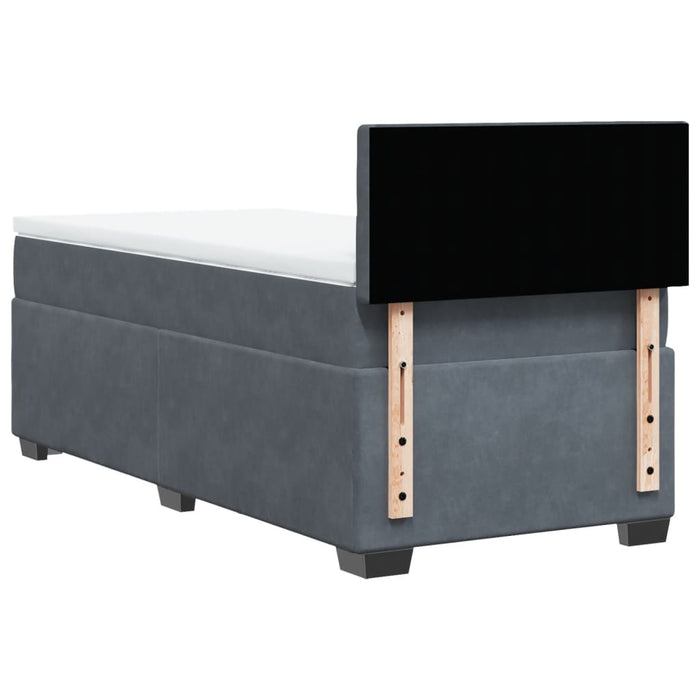 Pat box spring cu saltea, gri închis, 100x200 cm, catifea - WALTI WALTI