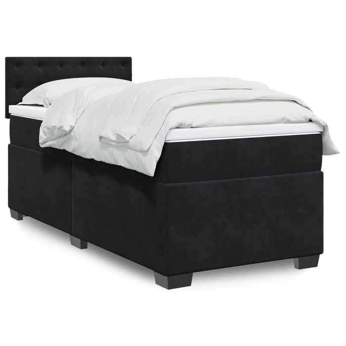 Pat box spring cu saltea, negru, 100x200 cm, catifea - WALTI WALTI
