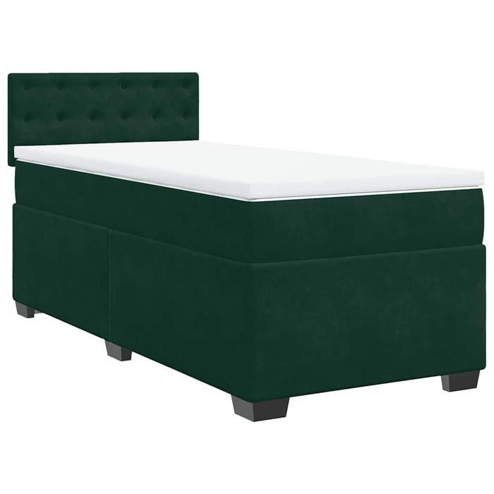 Pat box spring cu saltea, verde închis, 100x200 cm, catifea - WALTI WALTI