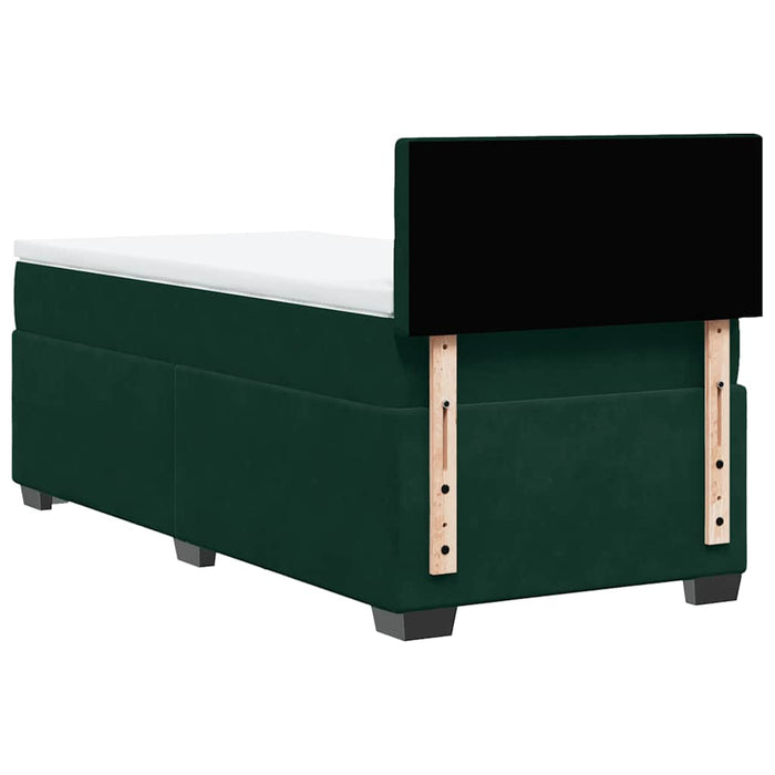 Pat box spring cu saltea, verde închis, 100x200 cm, catifea - WALTI WALTI