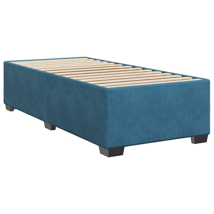 Pat box spring cu saltea, albastru închis, 100x200 cm, catifea - WALTI WALTI