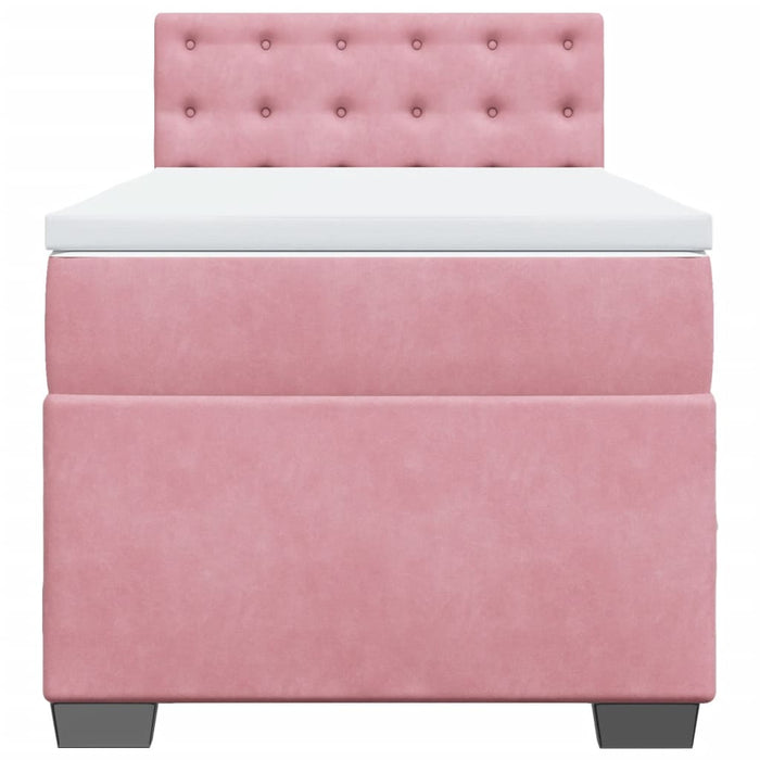Pat box spring cu saltea, roz, 100x200 cm, catifea - WALTI WALTI