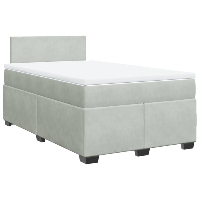 Pat box spring cu saltea, gri deschis, 120x190 cm, catifea - WALTI WALTI