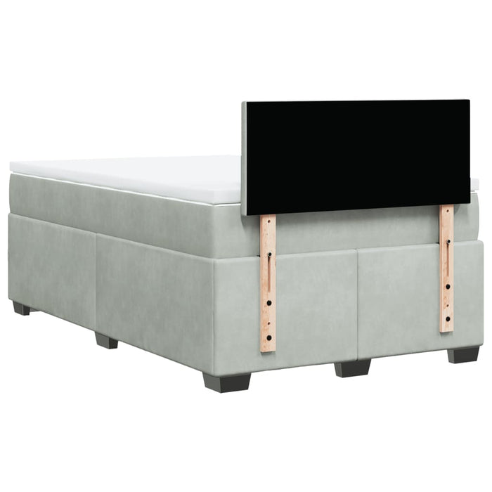 Pat box spring cu saltea, gri deschis, 120x190 cm, catifea - WALTI WALTI