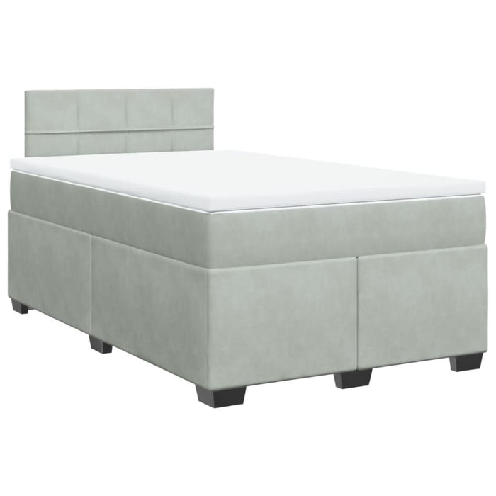 Pat box spring cu saltea, gri deschis, 120x190 cm, catifea - WALTI WALTI