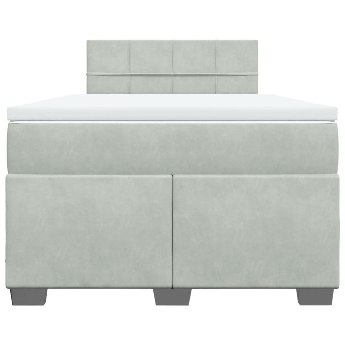 Pat box spring cu saltea, gri deschis, 120x190 cm, catifea - WALTI WALTI