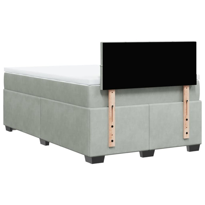 Pat box spring cu saltea, gri deschis, 120x190 cm, catifea - WALTI WALTI