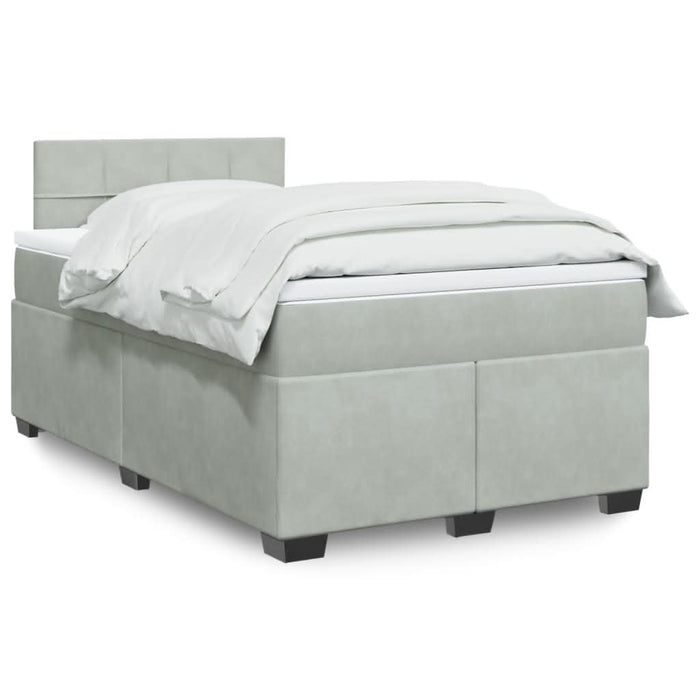 Pat box spring cu saltea, gri deschis, 120x190 cm, catifea - WALTI WALTI