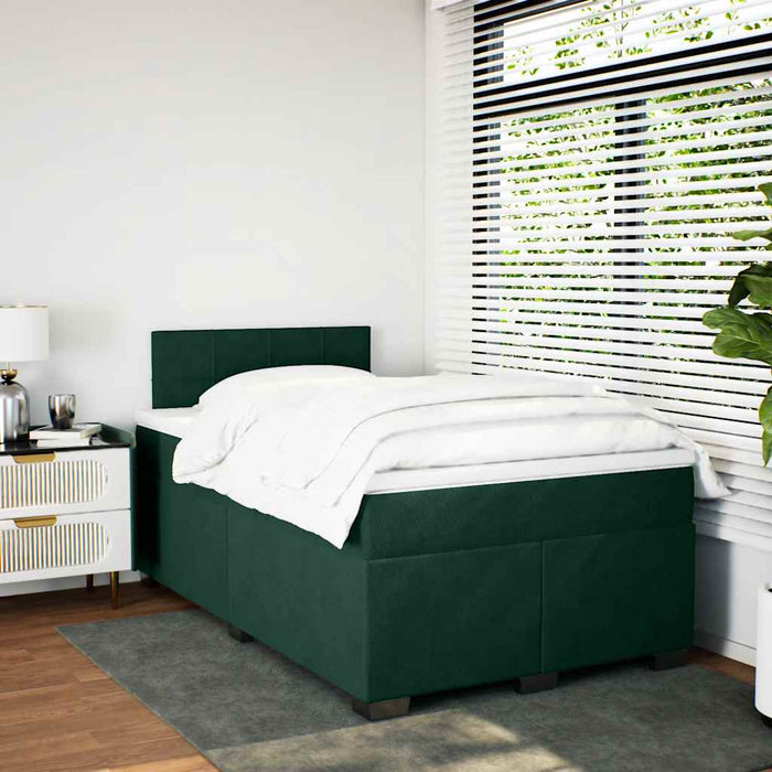 Pat box spring cu saltea, verde închis, 120x190 cm, catifea - WALTI WALTI