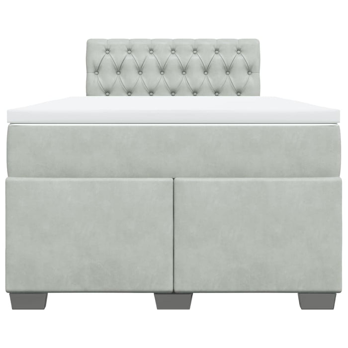 Pat box spring cu saltea, gri deschis, 120x190 cm, catifea - WALTI WALTI