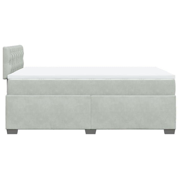 Pat box spring cu saltea, gri deschis, 120x190 cm, catifea - WALTI WALTI